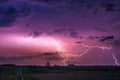 CLose up with lightning with dramatic clouds composite image . Night thunder-storm