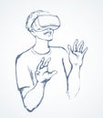 Virtual reality mask. Vector drawing Royalty Free Stock Photo