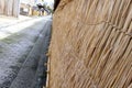 A close-up of lines of hay around Nagamachi, known as samurai di Royalty Free Stock Photo