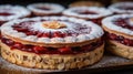 Close up of a Linzer Torte cake in a bakery - food photography Royalty Free Stock Photo