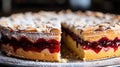 Close up of a Linzer Torte cake in a bakery - food photography Royalty Free Stock Photo