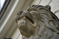 Close-up Lion statue sits majesticaly on it`s pedestal Royalty Free Stock Photo