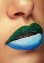 Close up lips with fashion make up and brackets Royalty Free Stock Photo