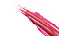 Close up of lipstick or nail polish strokes on white. Royalty Free Stock Photo