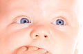 Close-up of little baby infant boy face and eyes Royalty Free Stock Photo