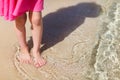 Close up of little girl standing at beach Royalty Free Stock Photo