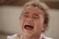 Close up Little kid girl crying with tearful on her face Royalty Free Stock Photo