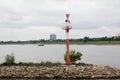 Close up of the little lighthouse on the rhine river in dÃÂ¼sseldorf germany