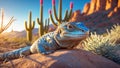 A Desert Lizard basking in the Warm Sunlight of the Arid Landscape Royalty Free Stock Photo