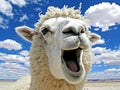 a close up of a llama with its mouth open Royalty Free Stock Photo