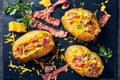 Close-up of Loaded Potatoes on a plate