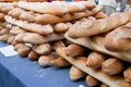 Close-up of loafs on bread in store Royalty Free Stock Photo