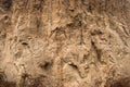 Close-up of a loamy ravine wall as an environmental texture background