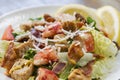 Close-up of a lobster Caesar salad