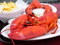 Close-up of lobster meal at Chowder House Cape Pier, Kennebunkport, Maine, USA