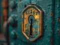 Close-up of a lock and key Royalty Free Stock Photo