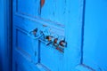 Close-up of blue door in Chefchaouen, the Blue City, Morocco