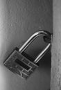 CLOSE-UP OF LOCKED METAL PADLOCK Royalty Free Stock Photo