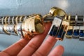 Close up of lockkey are lock on cable Royalty Free Stock Photo