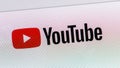 Close-up of the logo on the header of a YouTube web page