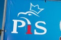 Close-up of logo of Law and Justice Polish: Prawo i Sprawiedliwosc polish political party Royalty Free Stock Photo