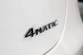 Close up logo 4matic on Mercedes Benz