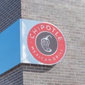Close-up logo sign of Chipotle Mexican Grill in Ennis, Texas, US Royalty Free Stock Photo