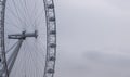 Close up of the London Eye ferris wheel, tourist attraction next to the Thames in Waterloo, London