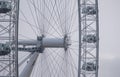 Close up of the London Eye ferris wheel, tourist attraction next to the Thames in Waterloo, London