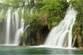 close up long exposure shot of galovacki buk waterfall in plitvice lakes lakes national park Royalty Free Stock Photo