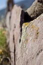 The close up long view of the red rock fence line Royalty Free Stock Photo