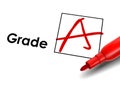 Close up look at grade A on exam paper Royalty Free Stock Photo