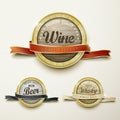 Close up look at premium quality wine golden labels