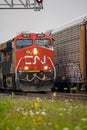 Close-Up Look At Two CNR Freight Trains Meeting On The Tracks Royalty Free Stock Photo