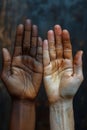 Close-up of a lot of hands of people of different races . The concept of friendship and internationalism Royalty Free Stock Photo