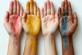 Close-up of a lot of hands of people of different races . The concept of friendship and internationalism Royalty Free Stock Photo