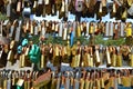 Close Up Of Lots Padlocks On Bridge