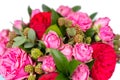 Close up of lovely bouquet of pink and red roses Royalty Free Stock Photo