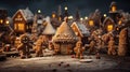 Close up of lovely gingerbread village, food concept