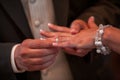 Close-up: Loving Bride and Groom Exchanging Wedding Rings - Marry Me Concept