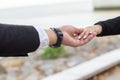 Close-up of loving couple holding hands Royalty Free Stock Photo