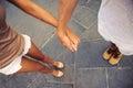 Close up of a loving young beautiful couple in love holding hands together,background Royalty Free Stock Photo