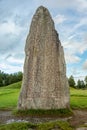 Low angle close up of a large and tall rune stone in Sweden Royalty Free Stock Photo
