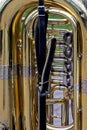 Part of a tuba with leather strap Royalty Free Stock Photo