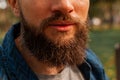 Close Up Of Lower Part Of Man`s Face With Beard Royalty Free Stock Photo