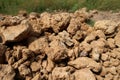 Close-up lumps of soil and ground dirt soil Royalty Free Stock Photo