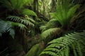 close-up of lush jungle ferns