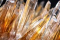 close-up of lustrous rutile needles in quartz crystal