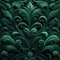 Elegant Green Damask Wallpaper Design, AI Generated