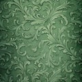 Elegant Green Damask Wallpaper Design, AI Generated